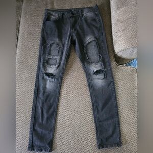 Kayden k jeans men size 34 black Distressed mid rise dark wash streetwear